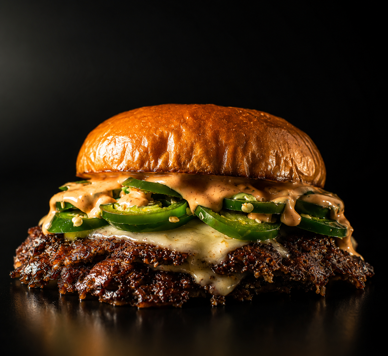 The Gotham Heatwave smash burger with jalapeños and melted pepperjack